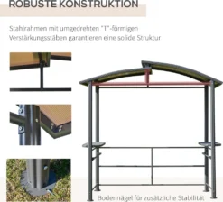 Outsunny Grillpavillon Mit Flammschutzdach, BBQ-Pavillon Mit 2 Ablagen Stahl PC Dunkelgrau, 240 X 150 X 230 Cm -Angebote Moos Traum Store 9bc2d7b4d9f231b9b8b1bcd8699cd099