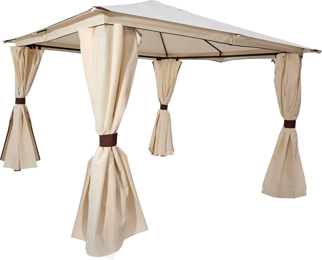 Pavillon VENEZIA 3x3 Meter, Stahl Schwarz, Plane PVC-beschichtet écru, Mit Seitenplanen 1 Pavillon VENEZIA 3x3 Meter, Stahl Schwarz, Plane PVC-beschichtet écru, Mit Seitenplanen