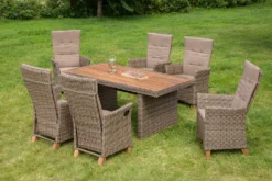Merxx Gartenmöbelset Toskana 13tlg. Aluminium, Kunststoffgeflecht, Akazie Natur