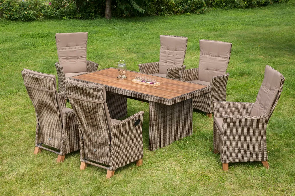 Merxx Gartenmöbelset Toskana 13tlg. Aluminium, Kunststoffgeflecht, Akazie Natur 1 Merxx Gartenmöbelset Toskana 13tlg. Aluminium, Kunststoffgeflecht, Akazie Natur