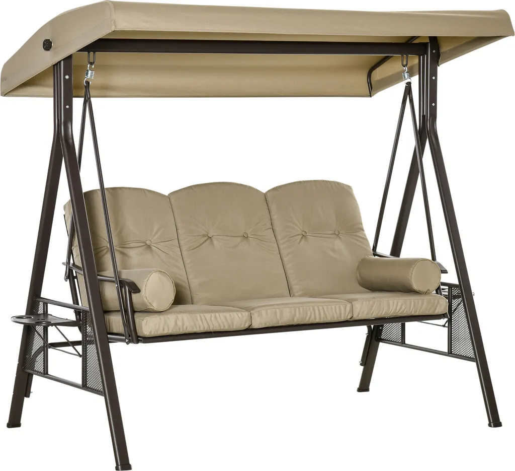 Outsunny 3-Sitzer Hollywoodschaukel Gartenschaukel Mit Sonnendach Kissen Metall Polyester Grau 116 X 206 X 183 Cm 1 Outsunny 3-Sitzer Hollywoodschaukel Gartenschaukel Mit Sonnendach Kissen Metall Polyester Grau 116 X 206 X 183 Cm