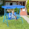 COSTWAY 2-Sitzer Kinder Hollywoodschaukel Mit Sonnendach Kinderschaukel Gartenschaukel Gartenliege Schaukelbank Gartenbank Blau