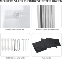 Outsunny Faltpavillon 2,97 X 2,97 M, Pavillon Mit Seitenwänden, Campingzelt Mit UV-Schutz, Partyzelt Mit Sandsack, Gartenpavillon, Pop-Up-Zelt Für Terrasse, Stahl, Hellgrau -Angebote Moos Traum Store 9f208026b96466579a4430eb03bb6ef8