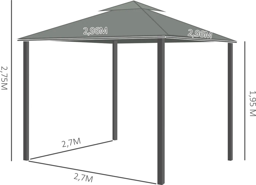 Outsunny Gartenpavillon Pavillon 3 X 3 M Gartenzelt Mit Doppeldach Festzelt Partyzelt Mit 4 X Seitenteile Moskitonetz Wetterfest Aluminium Polyester Dunkelgrau 8 Outsunny Gartenpavillon Pavillon 3 X 3 M Gartenzelt Mit Doppeldach Festzelt Partyzelt Mit 4 X Seitenteile Moskitonetz Wetterfest Aluminium Polyester Dunkelgrau – Bild 8