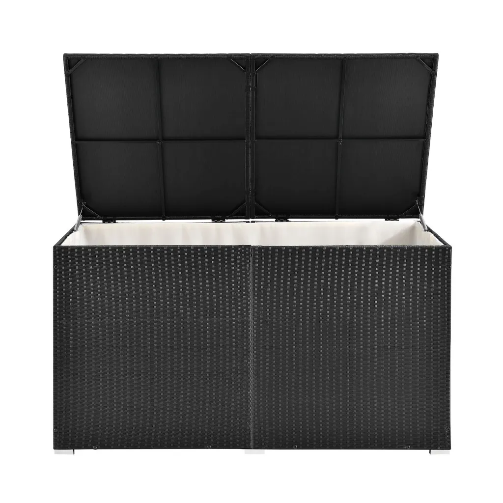 Juskys Polyrattan Auflagenbox Ikaria 950 L Inkl. Deckel Mit Hubautomatik & Innenplane – Garten Kissenbox Für Balkon & Terrasse – Gartenbox Schwarz 7 Juskys Polyrattan Auflagenbox Ikaria 950 L Inkl. Deckel Mit Hubautomatik & Innenplane – Garten Kissenbox Für Balkon & Terrasse – Gartenbox Schwarz – Bild 7