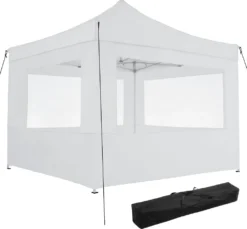 Tectake Faltbarer Garten Pavillon 3x3m Mit 4 Seitenteilen - Weiß