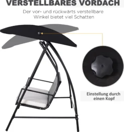 Outsunny Hollywoodschaukel Gartenschaukel 3-Sitzer Mit Dach, Polyrattan+Metall, Schwarz, 198x124x179cm 10 Outsunny Hollywoodschaukel Gartenschaukel 3-Sitzer Mit Dach, Polyrattan+Metall, Schwarz, 198x124x179cm -Angebote Moos Traum Store a114e95898dc250db85525c03c632140
