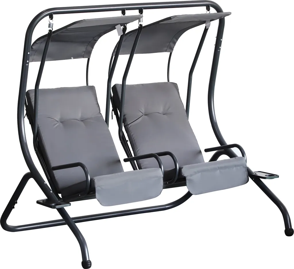 Outsunny 2 Sitzer Hollywoodschaukel Gartenschaukel Mit Sonnendach Gartenstuhl Sitz Mit Sprühbaumwolle Oxfordstoff PE-Beschichtung Stahl Polyester Grau 170 X 136 X 170 Cm(pro Sitz) 1 Outsunny 2 Sitzer Hollywoodschaukel Gartenschaukel Mit Sonnendach Gartenstuhl Sitz Mit Sprühbaumwolle Oxfordstoff PE-Beschichtung Stahl Polyester Grau 170 X 136 X 170 Cm(pro Sitz)