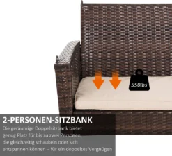 Outsunny Hängebank 2-Sitzer Rattan Gartenschaukel Mit Sitzkissen Hängeschaukel Hollywoodschaukel Schaukelbank Gartenbank Braun 127 X 57,5 X 60 Cm -Angebote Moos Traum Store a278516d009c20abad40010ba10f5913