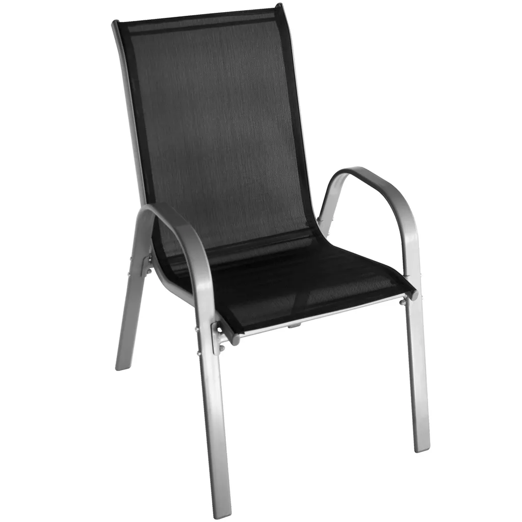 4Stk Wohaga Stapelstuhl Mit Textilenbespannung Grau/Schwarz 2 4Stk Wohaga Stapelstuhl Mit Textilenbespannung Grau/Schwarz – Bild 2