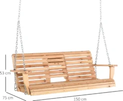Outsunny Gartenschaukel Schaukelbank Hängebank Mit Faltbarem Couchtisch Für 2-3 Personen Tannenholz Patio Terrasse Hinterhof Komfortable 150 X 75 X 53 Cm Natur -Angebote Moos Traum Store a4211b8903e908846f8c418292886035