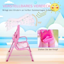 Outsunny Kinder Hollywoodschaukel 2-Sitzer Kinderschaukel Mit Verstellbarem Sonnendach Gartenschaukel Für 3-6 Jahre Kinder Metall Rosa 110 X 74 X 113 Cm -Angebote Moos Traum Store a52de1a91748fb862f182765e2289ad1
