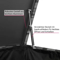 Tectake Auflagenbox Mit Aluminiumgestell Oslo, 145x82,5x79,5cm - Grau