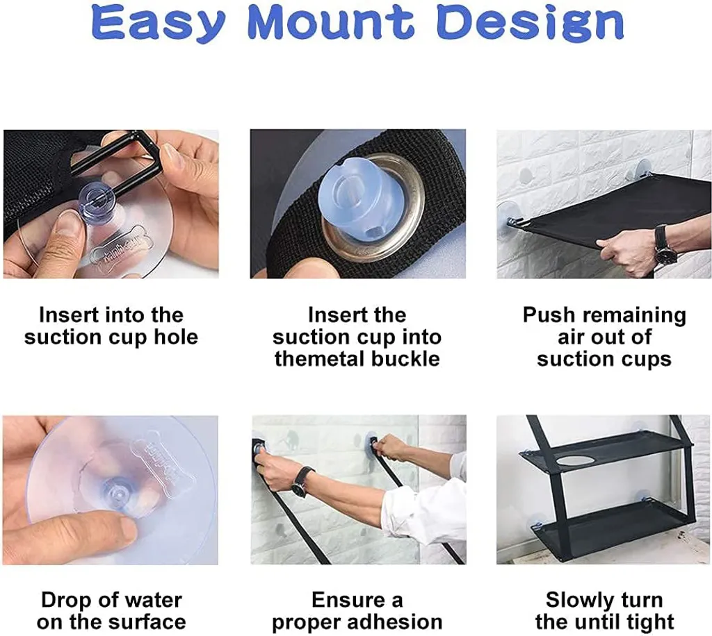 Katzen-Hängematte, Katzen-Fenster-Sitzstange Für Den Innenbereich, Große Katzen, Katzensitz Hängematte, Regale, Stabile Robuste Knauf-Saugnäpfe Halten Bis Zu 25 Kg, Platzsparend Und Einfach Zu Montieren,Schwarz,einlagig 5 Katzen-Hängematte, Katzen-Fenster-Sitzstange Für Den Innenbereich, Große Katzen, Katzensitz Hängematte, Regale, Stabile Robuste Knauf-Saugnäpfe Halten Bis Zu 25 Kg, Platzsparend Und Einfach Zu Montieren,Schwarz,einlagig – Bild 5