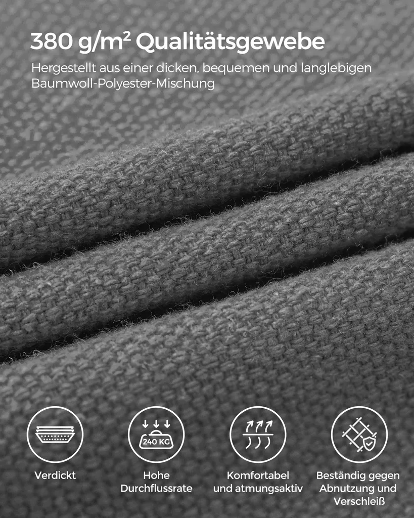 SONGMICS Hängematte Mit Gestell, 210 X 150 Cm, Auf 5 Verschiedene Höhen Verstellbar, Gestell Aus Metall, Bis 240 Kg Belastbar, Für Garten, Schwarzes Gestell Und Graue Hängematte GHS001G01 5 SONGMICS Hängematte Mit Gestell, 210 X 150 Cm, Auf 5 Verschiedene Höhen Verstellbar, Gestell Aus Metall, Bis 240 Kg Belastbar, Für Garten, Schwarzes Gestell Und Graue Hängematte GHS001G01 – Bild 5