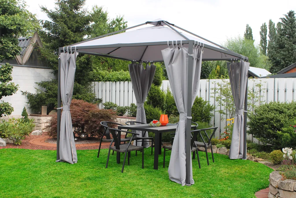 Leco Moderner Garten-Pavillon "Madita" Inkl. Seitenteile Anthrazit 290 X 290 Cm (L X B) 1 Leco Moderner Garten-Pavillon "Madita" Inkl. Seitenteile Anthrazit 290 X 290 Cm (L X B)