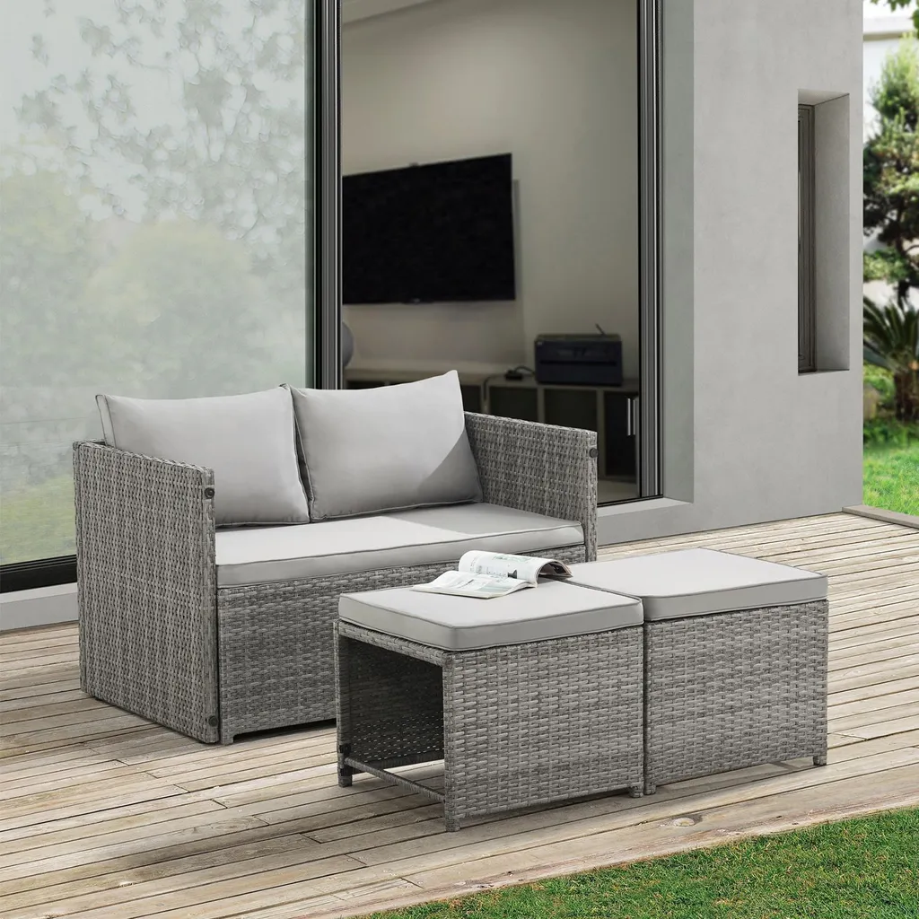 Juskys 2in1 Polyrattan Relax Gartenmöbel Set Jamaika - Tisch, Gartenlounge Sofa - Balkonmöbel Sitzgruppe Für Balkon, Garten - Outdoor Lounge Grau 19 Juskys 2in1 Polyrattan Relax Gartenmöbel Set Jamaika - Tisch, Gartenlounge Sofa - Balkonmöbel Sitzgruppe Für Balkon, Garten - Outdoor Lounge Grau – Bild 19