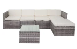 Poly-Rattan-Garnitur MCW-D24, Garten-/Lounge-Set Sofa Grau, Polster Creme -Angebote Moos Traum Store a8fea3ab8c3fc02e008a2d51f5b2bb25