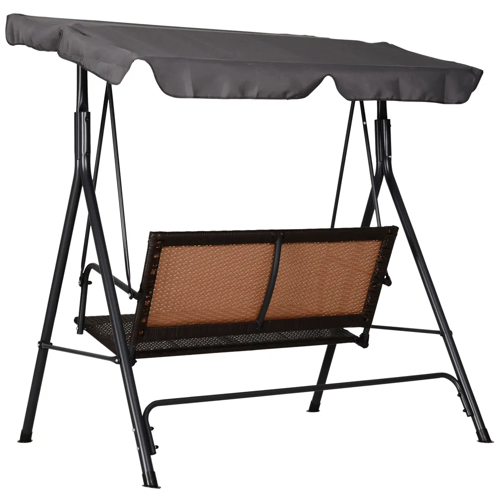 Outsunny Rattan Hollywoodschaukel, 2-Sitzer Gartenschaukel, Schaukelbank, Verstellbares Sonnendach, Stahlrahmen 140 X 110 X 151 Cm 8 Outsunny Rattan Hollywoodschaukel, 2-Sitzer Gartenschaukel, Schaukelbank, Verstellbares Sonnendach, Stahlrahmen 140 X 110 X 151 Cm – Bild 8