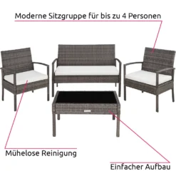 Tectake Rattan Sitzgruppe Sparta 3+1 - Grau 14 Tectake Rattan Sitzgruppe Sparta 3+1 - Grau -Angebote Moos Traum Store a9a0b06db07874c8a0941f4a65ad4474