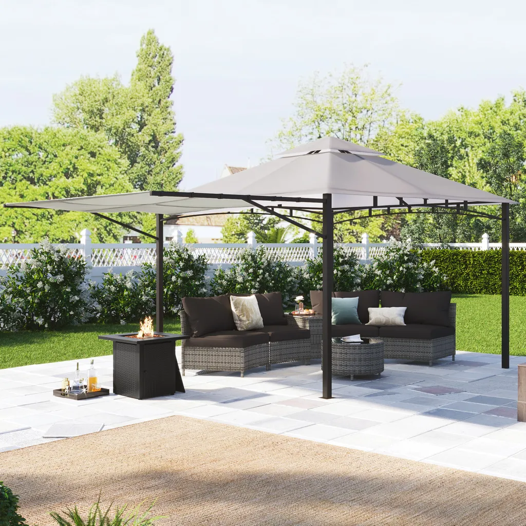 Merax Pavillon 3x3m Gartenpavillon Partyzelt Inkl. Seitenwand Und Metall Gestell, Wasserdicht Gartenzelt Mit UV-Schutz, Grau 2 Merax Pavillon 3x3m Gartenpavillon Partyzelt Inkl. Seitenwand Und Metall Gestell, Wasserdicht Gartenzelt Mit UV-Schutz, Grau – Bild 2