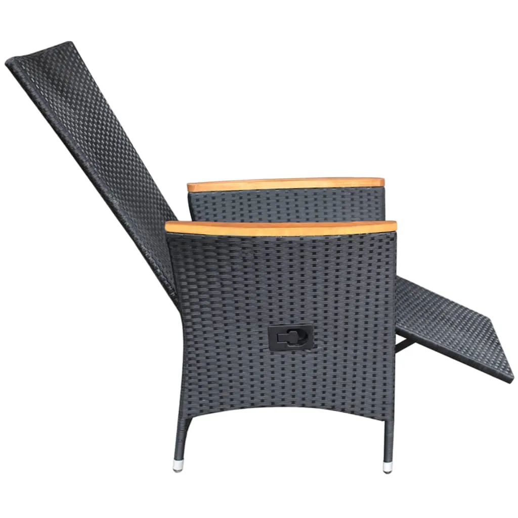 VidaXL Garten-Liegestühle 2 Stk. Mit Auflagen Poly Rattan Schwarz 6 VidaXL Garten-Liegestühle 2 Stk. Mit Auflagen Poly Rattan Schwarz – Bild 6