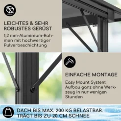 Blumfeldt Pantheon Cortina Pavillon Wasserdicht, Stabil & Winterfest, Terrassenüberdachung Sturmfest, Gartenpavillon Mit Durchsichtigem Festem Dach, Metall-Pergola Mit Hardtop, Pavillon 3x4 M, Schwarz 11 Blumfeldt Pantheon Cortina Pavillon Wasserdicht, Stabil & Winterfest, Terrassenüberdachung Sturmfest, Gartenpavillon Mit Durchsichtigem Festem Dach, Metall-Pergola Mit Hardtop, Pavillon 3x4 M, Schwarz -Angebote Moos Traum Store ac7bfe9c884c6f6734e186f258e9ce95