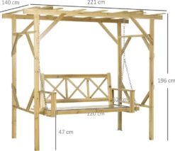 Outsunny Hollywoodschaukel Mit Pergola, 2-Sitzer Gartenschaukel, Wetterbeständige Schaukebank Für Garten, Balkon, Massivholz, Natur, 221 X 140 X 196 Cm -Angebote Moos Traum Store ac7eaf233b0221dd5433e45785d867cb
