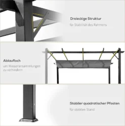 Outsunny Pergola Pavillon Terrassenüberdachung Mit Schiebedach Garten Alu Kohlegrau+Dunkelgrau 3x3x2,23 M -Angebote Moos Traum Store ad3962f0f4a128e31a24b27837b8598c