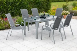 Merxx Gartenmöbelset "Amalfi" 7tlg. - Aluminiumgestell Mit Textilbespannung Grau - 50355-309