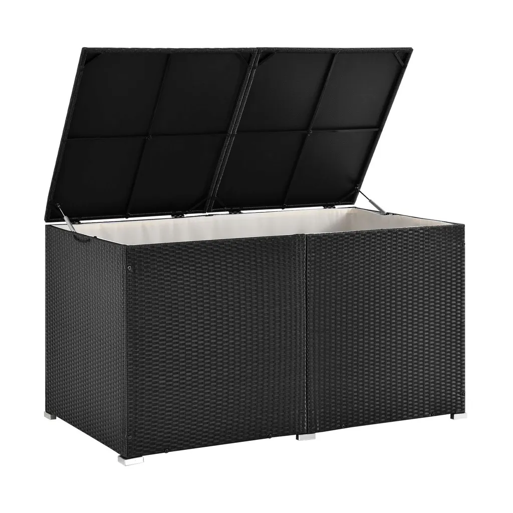 Juskys Polyrattan Auflagenbox Ikaria 950 L Inkl. Deckel Mit Hubautomatik & Innenplane – Garten Kissenbox Für Balkon & Terrasse – Gartenbox Schwarz 1 Juskys Polyrattan Auflagenbox Ikaria 950 L Inkl. Deckel Mit Hubautomatik & Innenplane – Garten Kissenbox Für Balkon & Terrasse – Gartenbox Schwarz