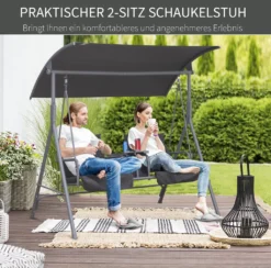 Outsunny Hollywoodschaukel Gartenschaukel Schaukel 2-Sitzer Mit Sonnendach Grau 175 X 112 X 165cm -Angebote Moos Traum Store b03f987973940e3f9060fe3496b98010