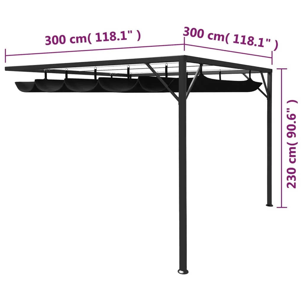 VidaXL Terrassenüberdachung Mit Ausziehbarem Dach 3x3 M Anthrazit 8 VidaXL Terrassenüberdachung Mit Ausziehbarem Dach 3x3 M Anthrazit – Bild 8
