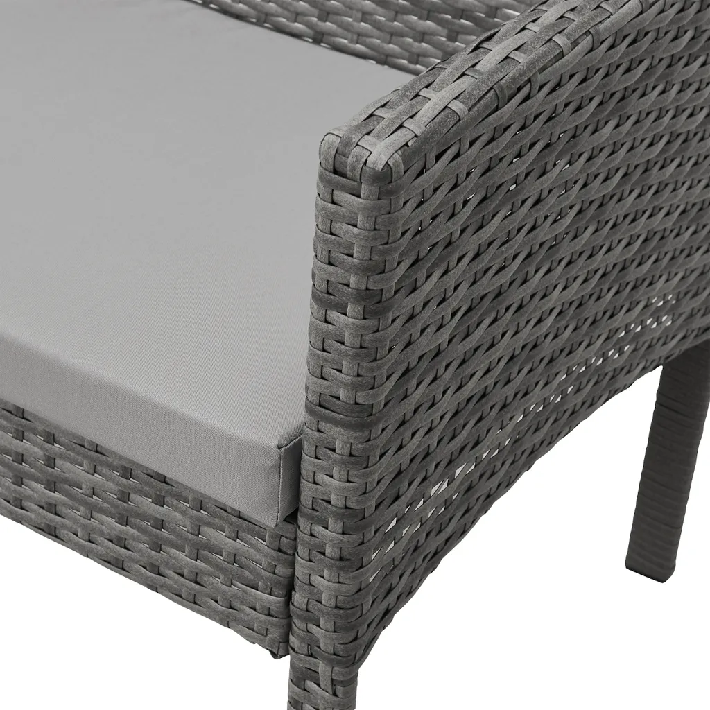 SVITA BROOKLYN XL Rattan Garten Möbel Set Essgruppe Mit Tisch, 2x Sessel, 2er Sofa Polyrattan Grau 7 SVITA BROOKLYN XL Rattan Garten Möbel Set Essgruppe Mit Tisch, 2x Sessel, 2er Sofa Polyrattan Grau – Bild 7