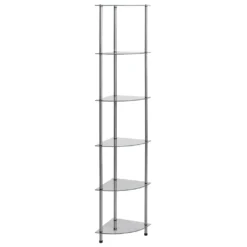 VidaXL Regal Mit 6 Ablagen Transparent 30x30x160 Cm Hartglas