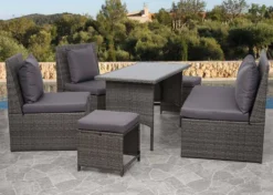 2x Poly-Rattan Sessel HWC-G16, Lounge-Rattanstuhl Gartenstuhl, Gastronomie Schwarz, Kissen Hellgrau -Angebote Moos Traum Store b32d493fbdf581609bf4ed97098494ce