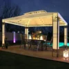 LED - Garten Pavillon Milano 3x4m Pavillion Solar Beleuchtung Pavilion Gartenzelt Designer Pavilon - Creme