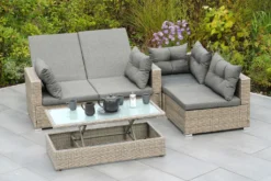 Merxx Multifunktionsecke "Manzano" - Stahlgestell Mit Kunststoffgeflecht Steinbeige, Inkl. Kissen -Angebote Moos Traum Store b4c3332228ef3283542324f76cb8e1df