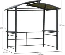 Outsunny Grillpavillon Mit Flammschutzdach, BBQ-Pavillon Mit 2 Ablagen Stahl PC Dunkelgrau, 240 X 150 X 230 Cm -Angebote Moos Traum Store b5a18d969c190ed8293365753655e504