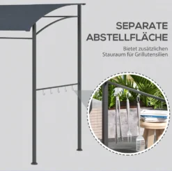 Outsunny Grillpavillon, Grillüberdachung, Regenschutz, UV-beständig, Wasserdicht, Mit Haken, Stahlrahmen, Polyester, Grau, 215 X 150 X 174/220 Cm -Angebote Moos Traum Store b5d264726499378a01620f537103c257