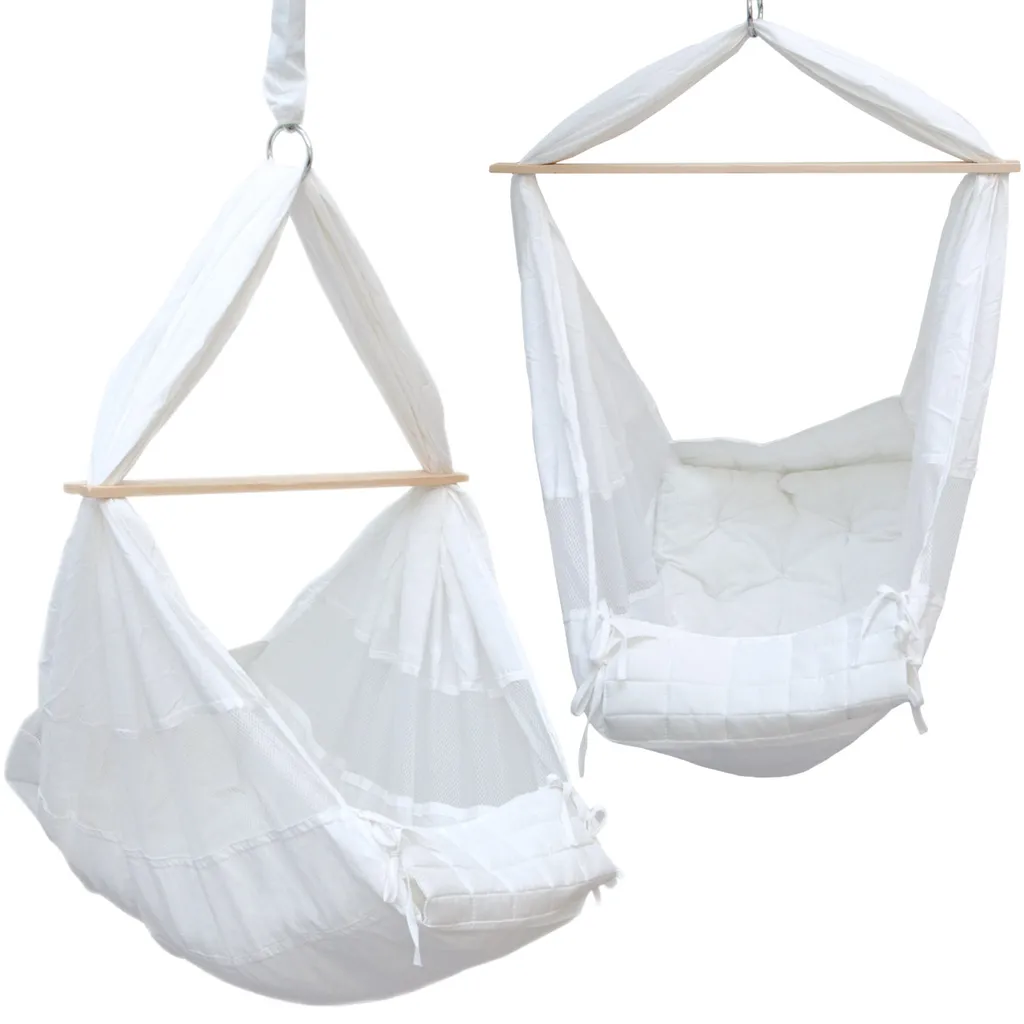 DuneDesign Babyhängematte Baby-Feder-Wiege Mit Spreizstab Befestigungsset | 100% Baumwolle Naturstoff | Kinderhängematte Hängewiege | Babyschaukel In Weiß | Balstbarkeit Max. 15KG 1 DuneDesign Babyhängematte Baby-Feder-Wiege Mit Spreizstab Befestigungsset | 100% Baumwolle Naturstoff | Kinderhängematte Hängewiege | Babyschaukel In Weiß | Balstbarkeit Max. 15KG