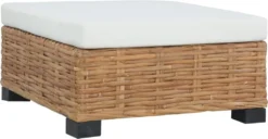 VidaXL Fußhocker Mit Auflage Natur Rattan