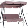 Outsunny Hollywoodschaukel Gartenschaukel Schaukelbank 3-Sitzer Mit Dach Stahl Braun 172x110x152cm
