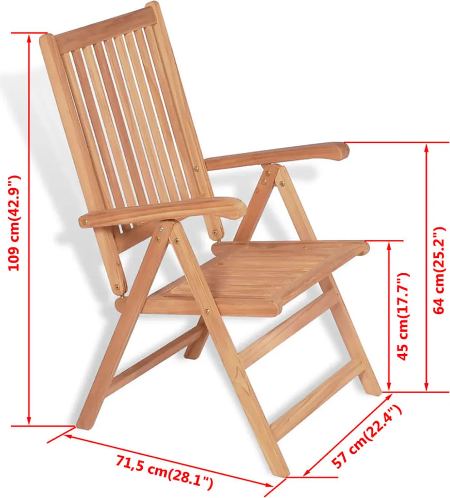 VidaXL Verstellbare Gartenstühle 2 Stk. Massivholz Teak 8 VidaXL Verstellbare Gartenstühle 2 Stk. Massivholz Teak – Bild 8