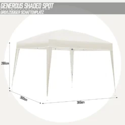 Jago® Pavillon - 3x3m, Wasserdicht, UV-Schutz, Klappbar, Höhenverstellbar, Mit Tasche, Garten, Anthrazit/Beige/Braun - Gartenpavillon, Gartenzelt (Beige)