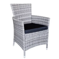 3tlg. Bistrogarnitur Glastisch 'Salzburg' Ø60cm + 2x Rattansessel 'Boston' Grau Inklusive Kissen Schwarz -Angebote Moos Traum Store ba9e37b82d5e3ffcb0a9bfdf9a7e8df7