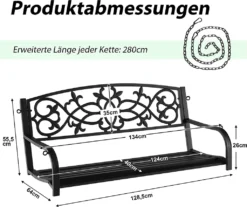 COSTWAY Schaukelbank Metall, 2-Sitzer Gartenschaukel Zum Aufhängen, Bis 200 Kg Belastbar, Hängebank Für Garten, Hof, Veranda - 128 Cm (Ohne Gestell) -Angebote Moos Traum Store bd9f88698fe5275ab8ef0f57ca1ac5b7