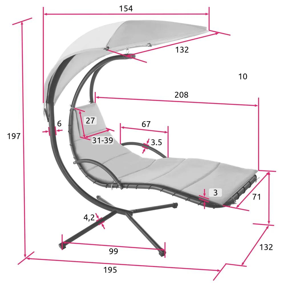 Tectake Hängeliege Maja - Pink 6 Tectake Hängeliege Maja - Pink – Bild 6