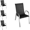 4Stk Wohaga Stapelstuhl Mit Textilenbespannung Grau/Schwarz