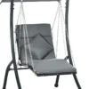 Outsunny Hollywoodschaukel, Gartenschaukel Mit Kissen, Hängeliege Mit Verstellbarem Sonnendach Für Garten, Balkon, 108 X 145 Cm X 169 Cm, Stahl, Dunkelgrau